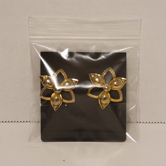 Vintage Sara Coventry Gold Tone Floral Clip-On Earrings Bold Openwork Design - Picture 12 of 12